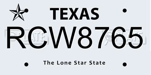 RCW8765 Texas License Plate