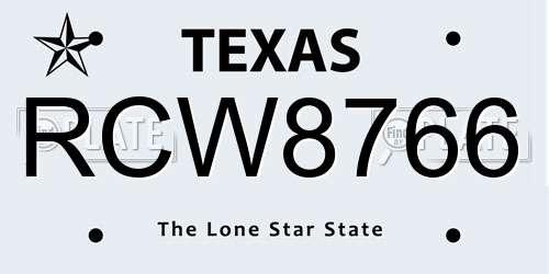 RCW8766 Texas License Plate