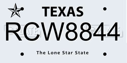 RCW8844 Texas License Plate