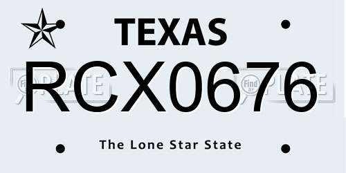 RCX0676 Texas License Plate