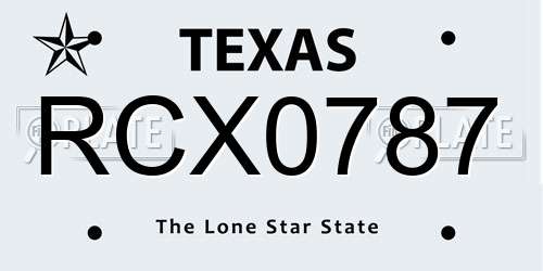 RCX0787 Texas License Plate