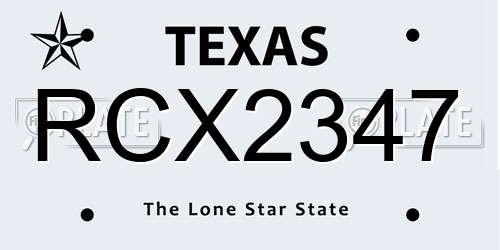 RCX2347 Texas License Plate