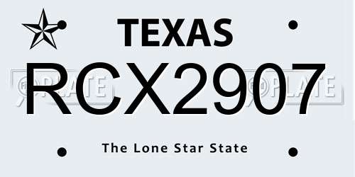 RCX2907 Texas License Plate