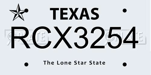 RCX3254 Texas License Plate