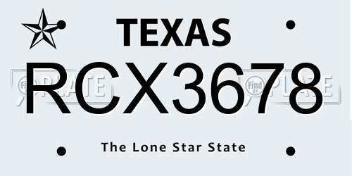 RCX3678 Texas License Plate