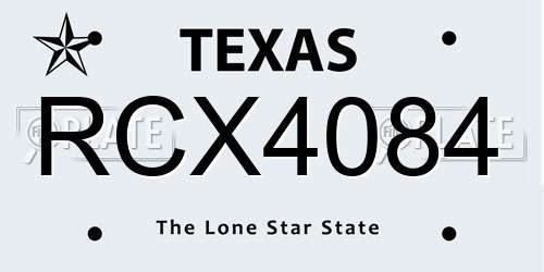 RCX4084 Texas License Plate