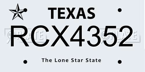 RCX4352 Texas License Plate