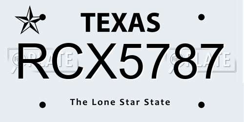 RCX5787 Texas License Plate