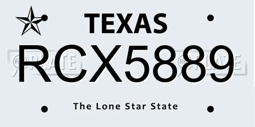 RCX5889 Texas License Plate