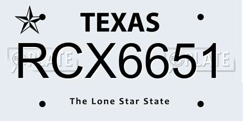 RCX6651 Texas License Plate
