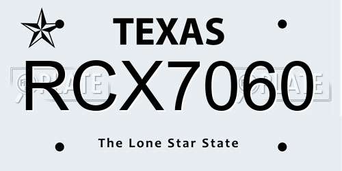 RCX7060 Texas License Plate