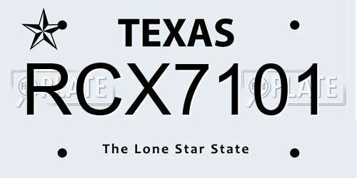 RCX7101 Texas License Plate