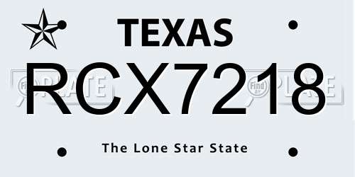 RCX7218 Texas License Plate
