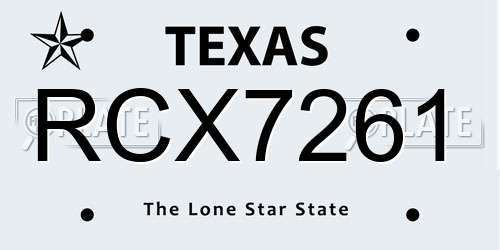RCX7261 Texas License Plate
