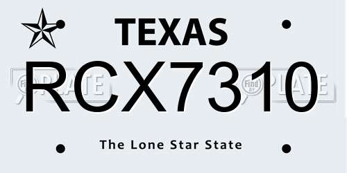RCX7310 Texas License Plate