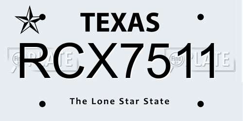 RCX7511 Texas License Plate