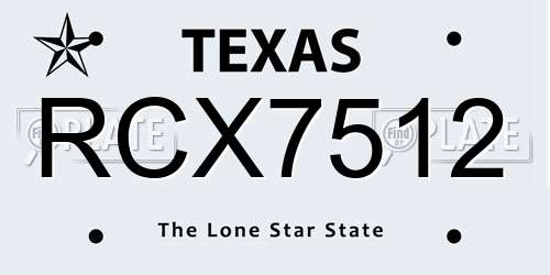 RCX7512 Texas License Plate