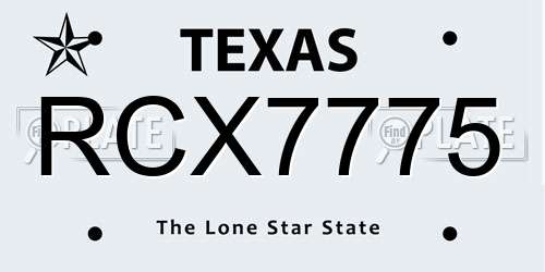 RCX7775 Texas License Plate