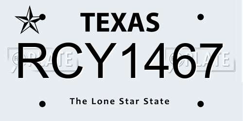 RCY1467 Texas License Plate