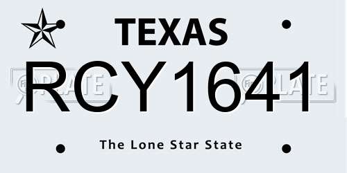 RCY1641 Texas License Plate