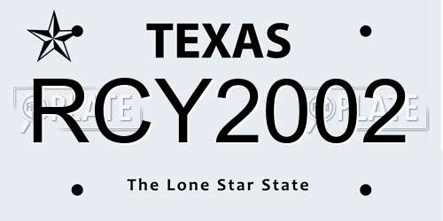 RCY2002 Texas License Plate