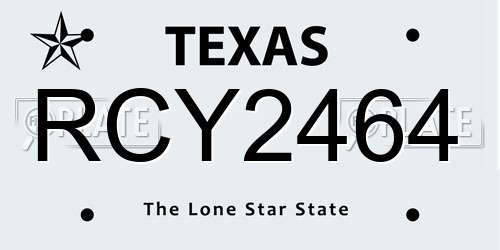 RCY2464 Texas License Plate