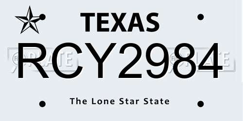 RCY2984 Texas License Plate