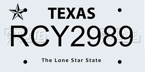 RCY2989 Texas License Plate