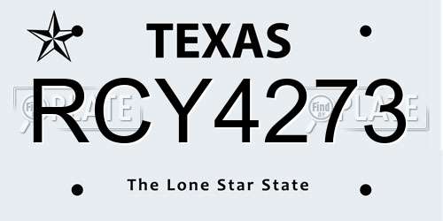 RCY4273 Texas License Plate