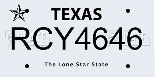 RCY4646 Texas License Plate