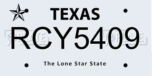 RCY5409 Texas License Plate
