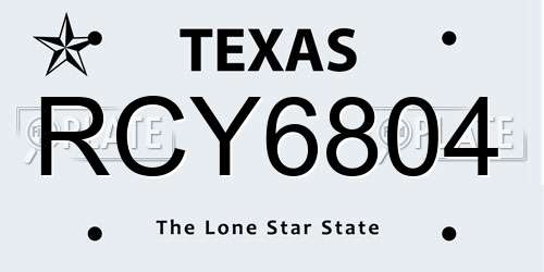 RCY6804 Texas License Plate