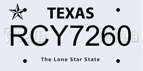RCY7260 Texas License Plate