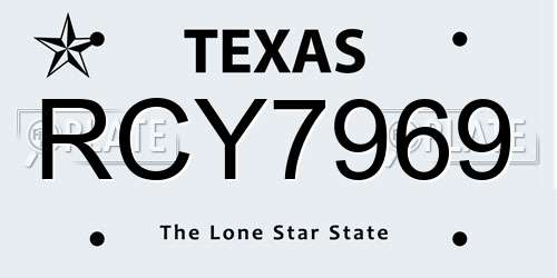 RCY7969 Texas License Plate