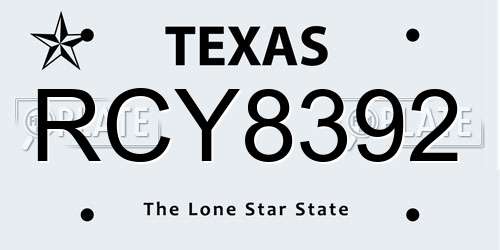 RCY8392 Texas License Plate