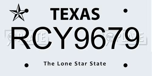RCY9679 Texas License Plate