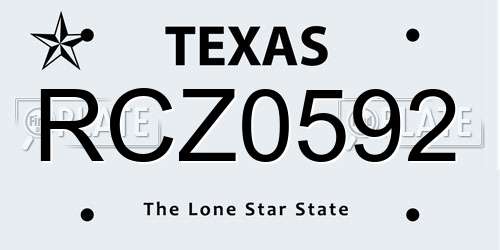 RCZ0592 Texas License Plate