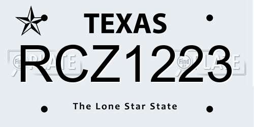 RCZ1223 Texas License Plate