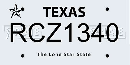 RCZ1340 Texas License Plate