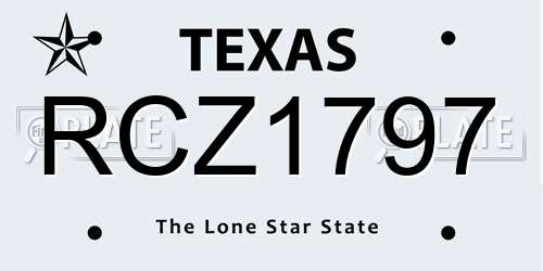RCZ1797 Texas License Plate