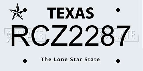RCZ2287 Texas License Plate