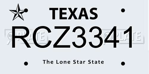 RCZ3341 Texas License Plate