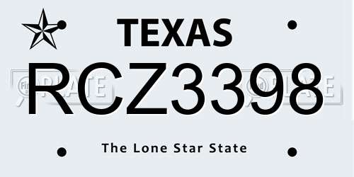 RCZ3398 Texas License Plate