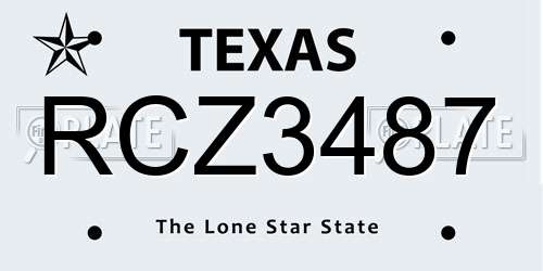 RCZ3487 Texas License Plate