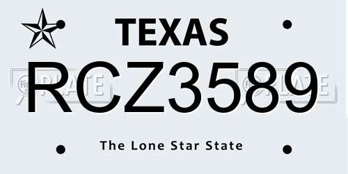 RCZ3589 Texas License Plate