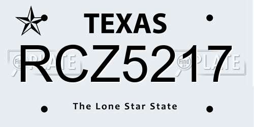 RCZ5217 Texas License Plate