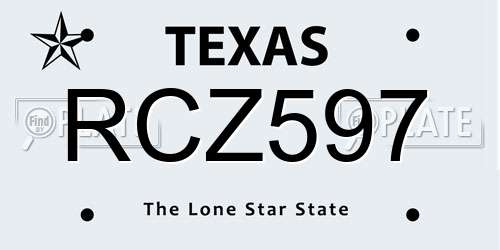 RCZ597 Texas License Plate