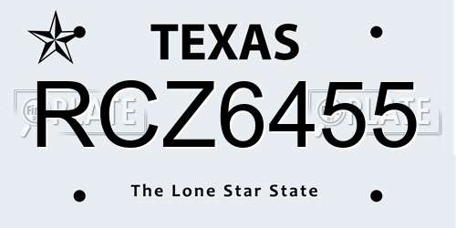 RCZ6455 Texas License Plate