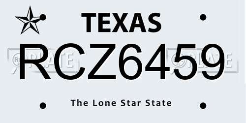 RCZ6459 Texas License Plate