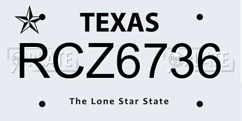 RCZ6736 Texas License Plate